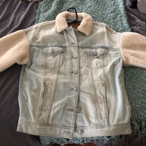 American Eagle Jean jacket with Sherpa Sleeves